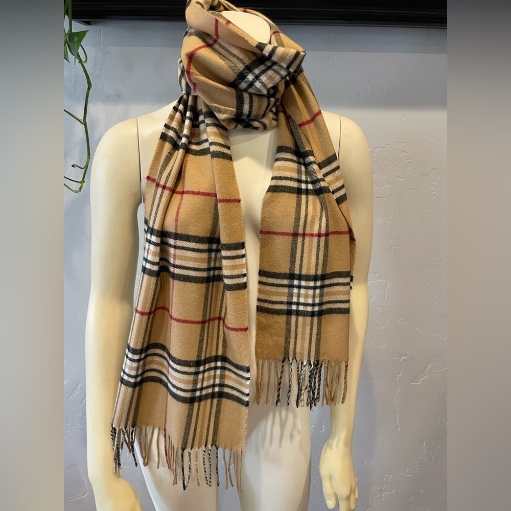 Classic Tan Plaid Scarf
